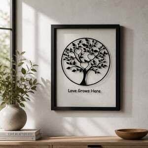 Love Grows Here Tree of Life Framed Wall Art Decor